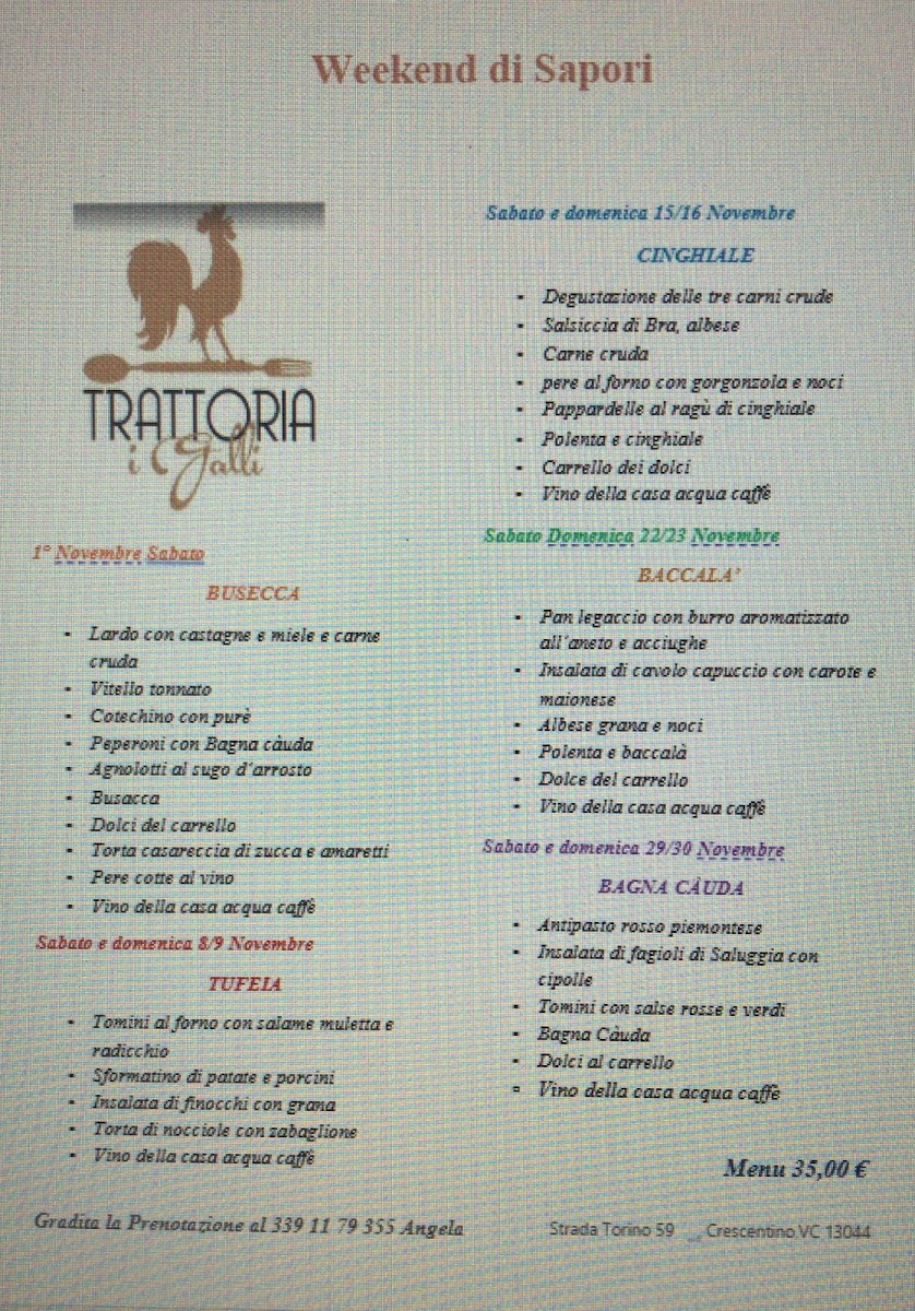 Trattoria i Galli Menu - Image 1